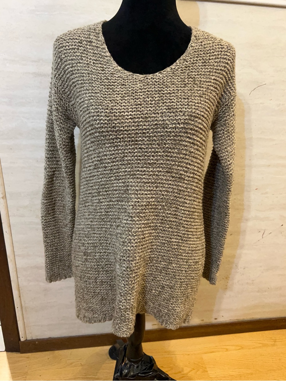Pure Jill marled, open-texture knit pullover sweater.